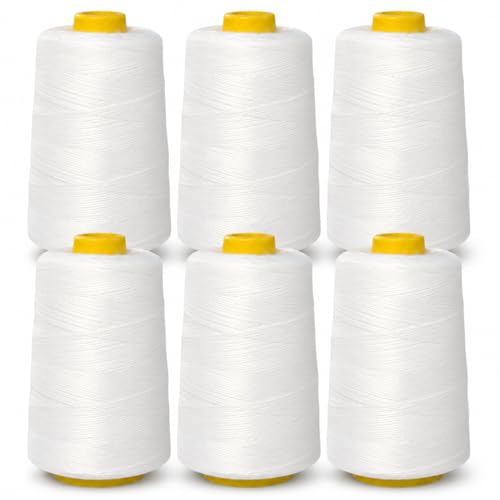 Set de 6 hilos de coser poliéster blanco 656.2 yd cada uno miniatura 1
