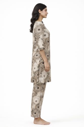 Image of Duchess Women's Pure Cotton Printed Long Length Night Suit Set
