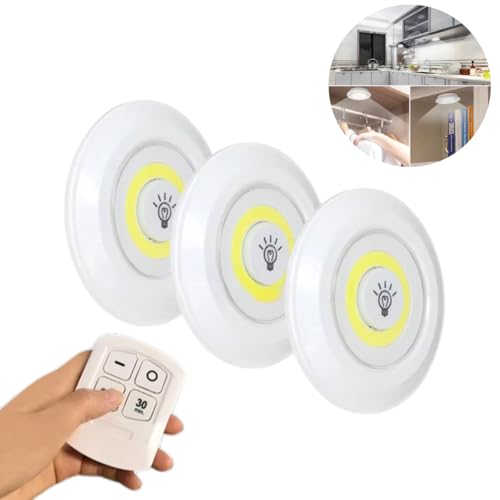 Kit 3 Lampâdas Spot de Led sem fio Branco com Controle Remoto Luminária Spot