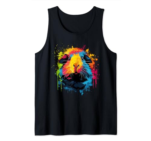 Gráfico de cabeza de conejillo de indias colorido Camiseta sin Mangas