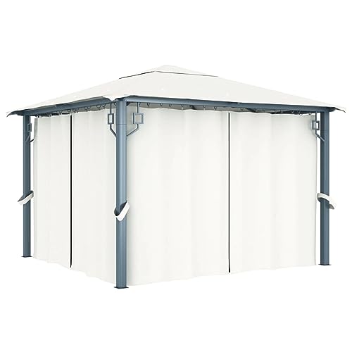 Gecheer Cenador con tienda de 300 x 300 cm, color crema, aluminio, cenador de exterior, toldo, pérgola con tela, pabellón de jardín, carpa para fiestas, cenador para barbacoa, A48042