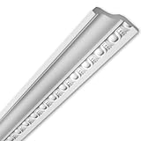 MASTERBRICO Cornici in Polistirolo per Soffitto e Pareti 4 metri - Cornici Polistirolo Decorative Bianche Verniciabili, Set 2 Barre da 2 Metri – Ideali per Quadri, Porte, Boiserie e Specchi (A010)