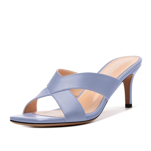 Womens Sandals Square Toe Kitten Heels Fashion Solid Matte Sandal 2.55 inch