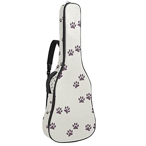 Housse de transport en tissu Oxford résistant à l’eau avec sangles rembourrées à double couture pour guitare folk acoustique classique de 101,6 à 106,6 cm, motif pattes de chien et chat marron - Les Beatles, Paul McCartney, John Lennon, RIngo Starr, George Harrison Housse de transport en tissu Oxford résistant à l'eau avec sangles rembourrées à double couture pour guitare folk acoustique classique de 101,6 à 106,6 cm, motif pattes de chien et chat marron