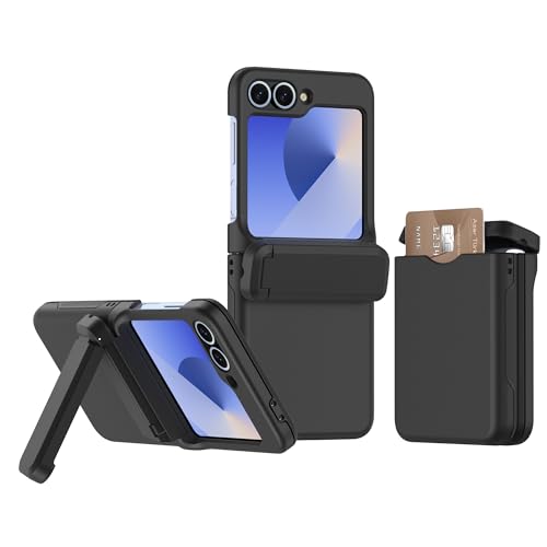 Coque Samsung Galaxy Z Flip 6 avec porte-carte et support béquille silicone antichoc