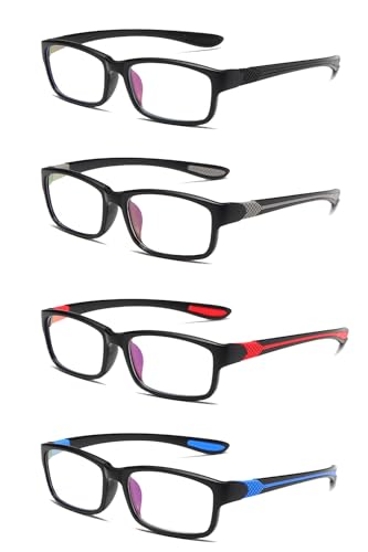 CAMKIDS Lesebrille Herren 4 Pack Ultra leichte TR90 Sport Style Lesebrille für Herren und Damen+2.0