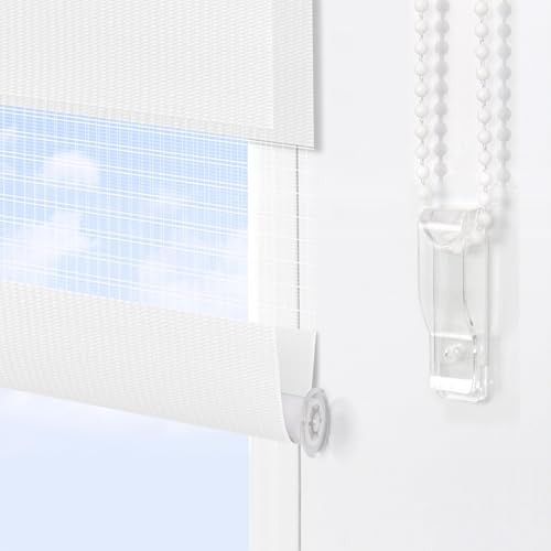 TFSKY Doppelrollo Klemmfix ohne Bohren Weiß B90 x H140 cm – Ansicht 6