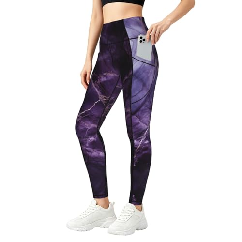 Legging marbre violet en tissu premium doux de fitness