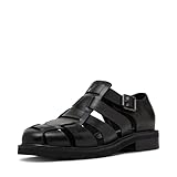 Steve Madden Men's Havana Fisherman Sandal, Black Leather, 11