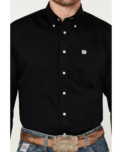 Cinch Western Shirt Mens Garner L/S Solid Pinpoint Black MT103200833