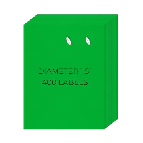 YIKIADA - Lote de 400 etiquetas redondas adhesivas de vinilo para impresora láser y dirección, color verde neón