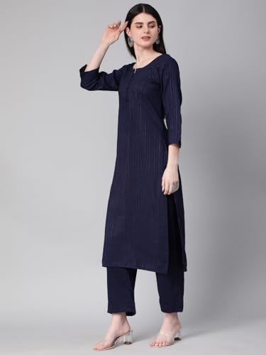 Image of Hritika Self Design Viscose Rayon Kurta & Trousers Set (HRKB0048)