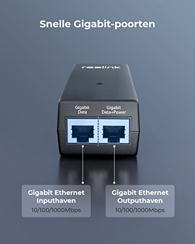 Reolink Gigabit PoE Injector, Levert PoE+ (30W) of PoE (15,4W), Afstand tot 100m, Plug & Play, Geschikt voor Reolink PoE Camera's/Video-Deurbel PoE - Afbeelding 3