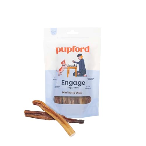 Pupford Mini Bully Sticks for Dogs & Puppies, Smoked for Improved Smell, Natural, Long-Lasting, Single Ingredient Chews for Small Breeds (8 oz)