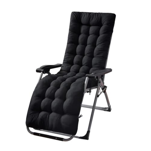 FLYSWUP Patio Chaise Lounger Cushion IndoorOutdoor Rocking Chair Sofa Cushion with 6 Ties Thick Padded Swing Bench Cushion61x18.9x3.1in (Black)