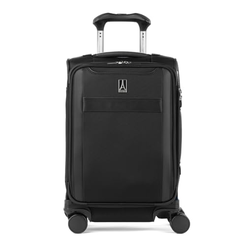 Travelpro VersaPack+ Lightweight Softside Expandable Carry on Luggage, 8 Spinner Suitcase, TSA Lock, Men and Women, Compact Carry On 20-Inch, Black
