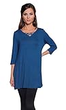 Free to Live Women's Elbow Sleeve Tunic Top with Lace Up Front