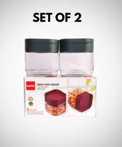 Image of Cello Plastic Modustack Square Canister, 500 ml Pair of 2, pack of (1)