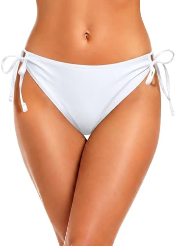 Image of Zmart String Tie Side Bikini Bottoms - Women Full Coverage Swimsuit Bottom Mid Rise Mid Waist Swim Bathing Suit Bottom
