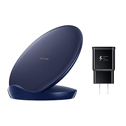 Samsung Qi Certified Fast Charge Wireless Charger Stand (2018 Edition) Universally Compatible with Qi Enabled Smartphones - US Version - Blue