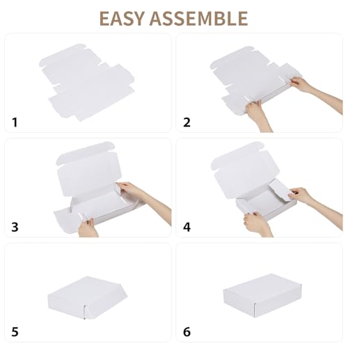 Image of RLAVBL 6x4x3 Shipping Boxes Set of 50, White Corrugated Cardboard Box for Packing, Mailing, Business