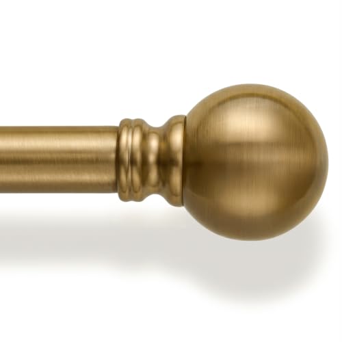 Warm Gold Curtain Rods for Windows 72-144 Inch Brass Extra Long Heavy Duty
