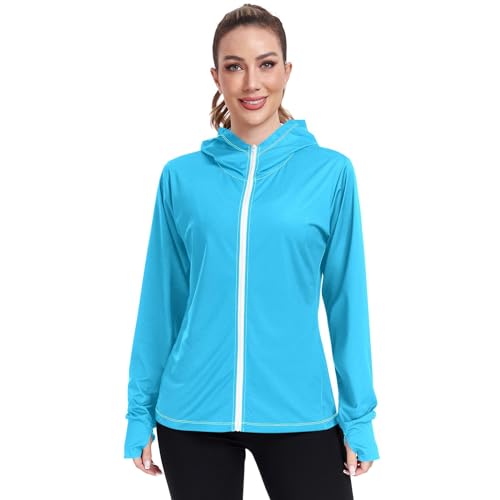 Sweat à capuche léger pour femme bleu ciel ODAWA taille L manches longues