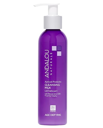 Andalou Naturals Age Defying Apricot Probiotic Cleansing Milk | Gentle Daily Hydrating Face Cleanser For Dry, Dehydrated Skin| With Fruit Stem Cell Complex | 6 fl oz