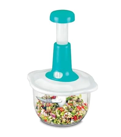 Attachh Anti-Slip Base Unbreakable Food-Grade Plastic Hand Press Fruits and Vegetable Push Chopper for Kitchen (1600ml Pack of 1)