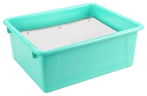 Bac de rangement format lettre bleu pour organiser les documents d'école