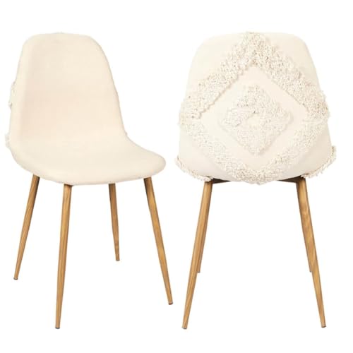 AltoBuy WAP - Lot de 2 Chaises Blanches à Motifs Pieds Effet Bois
