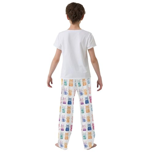 Colorful Seamless Kitten Cats Pajamas Bottoms with Pockets Comfy Pjs Sleepwear Elastic Waistband Pajamas Pants Lounge Pants3
