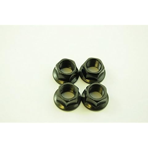 bankrupt_bike_parts BMX FREESTYLE 14mm AXLE SPINDLE WHEEL NUTS SET OF 4 TWO PAIR FLANGED NUTS BLACK Cover