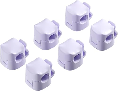 Organizador de cables morado JIYHF con 6 clips adhesivos para escritorio y mesita de noche