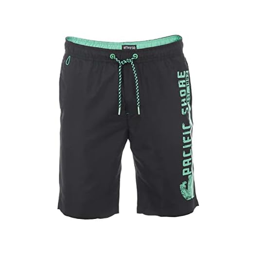 riverso Herren Badehose Badeshort RIVJannik Kurze Hose Sommer Sport Shorts Tunnelzug Print 100% Polyester Schwarz XXL, Größe:XXL, Farbe:Black - Green (64007)