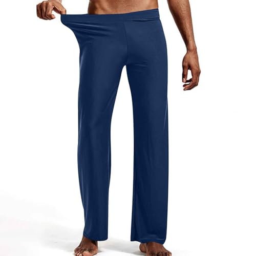 Men's Casual Wide Leg Palazzo Pants Straight Leg Pajama Pants Comfy Elastic Waist Pjs Bottoms Stretch Lounge Trousers2