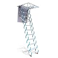XINJIAXIN Attic Ladder Foldable Loft Ladder Aluminum Semi-Automatic Attic Stairs Titanium Magnesium Carbon Steel Invisible Pull Down Attic Ladder, 70x90cm/28x36in