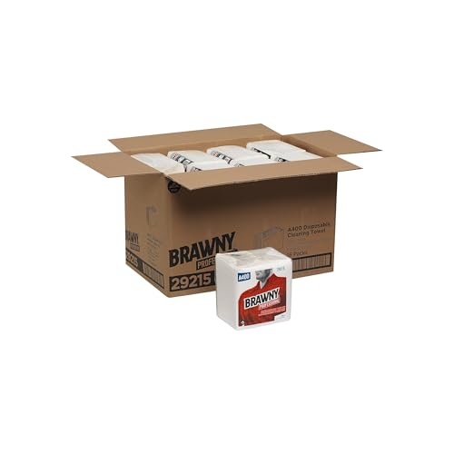 Image of Georgia-Pacific Brawny Professional 1 /4-Fold A400 Disposable Cleaning Towel by GP PRO (Georgia-Pacific), White, 29215, 50 Towels Per Pack, 16 Packs Per Case (800 Total)