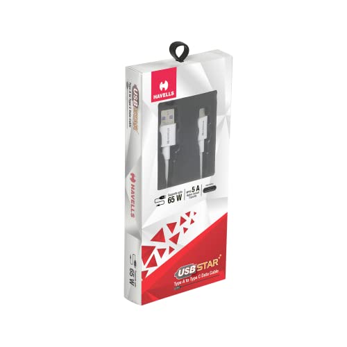 Image of Havells USB Star- Type A to Type C Data Cable 65W, 5A