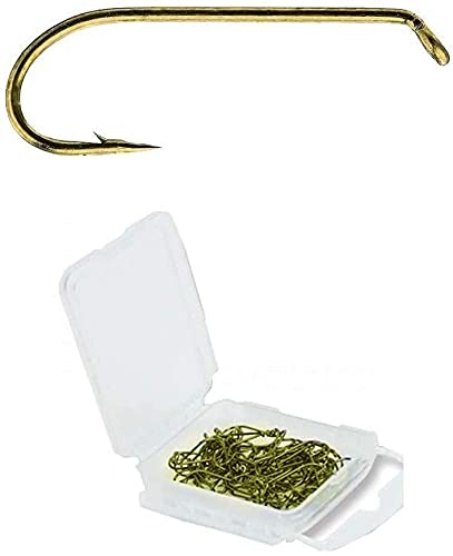 Maxcatch 100pcs Fly Fishing Tying Hooks High Carbon Steel Streamer Dry Nymph Wet Shrimp Jig Hook with Mini Fly Box (Dry Fly&Light Nymph 7011, #14-100pcs)