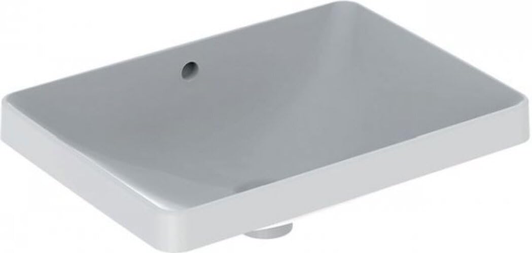 Lavabo empotrado Geberit VariForm rectangular, 550x400mm, sin agujero para grifo, con rebosadero, Color: Blanco