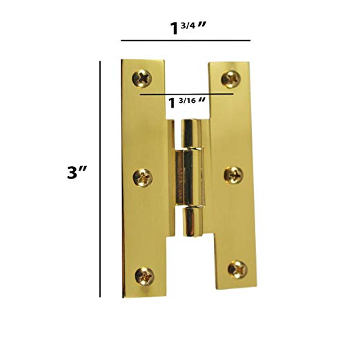 Renovators Supply Manufacturing 3 In Brass H Cabinet Hinge 1/4 In Offset With Hardware Rust Resistant Brass Flush Mount Hinge For Kitchen Cabinets Pack Of 2 #TOP1
