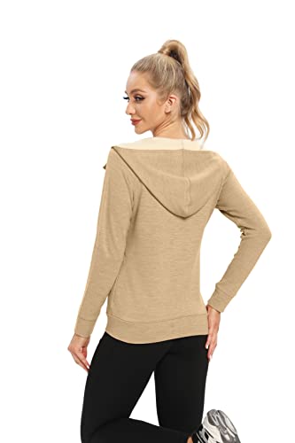 TIHEEN Womens Zip Up Hoodie, Long Sleeve Warm Soft Polar Lightweight Workout Jacket with Pockets3