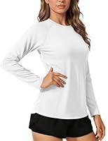 TACVASEN Damen Sonnenschutz Shirt Langarm Rash Guard UV-Schutz Funktionsshirt UPF 50+ Schnelltrocknend (S, Weiß)