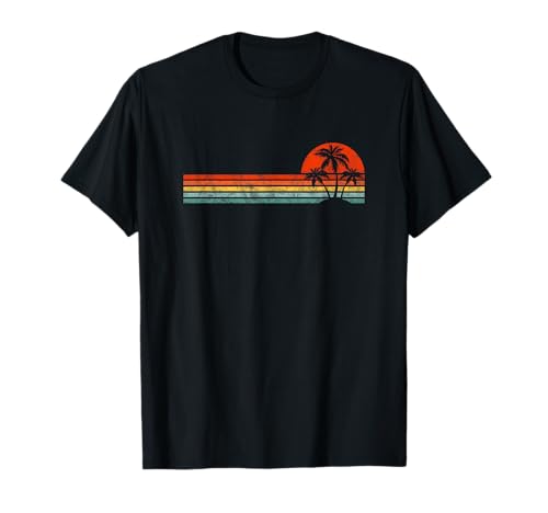 Vintage Palm Tree Sunset Horizon Summer Beach Vacation T-Shirt