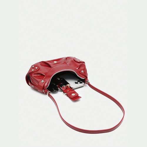 Image of Women's Y2K Purse Shoulder Bag Top Handle Handbag Small Punk Hobo Clutch Purses Bags Trendy Trendy Leather Buckle Punk Purses