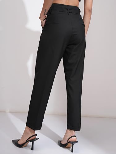 Image of Tokyo Talkies Women's Slim Fit Cropped Trousers | Stretchable Trousers| Mid-Rise