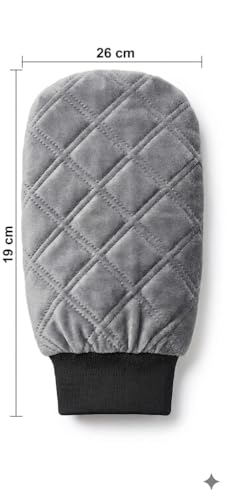 Image of Blessing Quilted Car Wash Mitt, Microfibre, Velvet Exterior, Elastic Wrist Cuff, Scratch-Free, Multi-Colour Options, Mitten Style (Green, Blessing Quilted Car Wash Mitt)