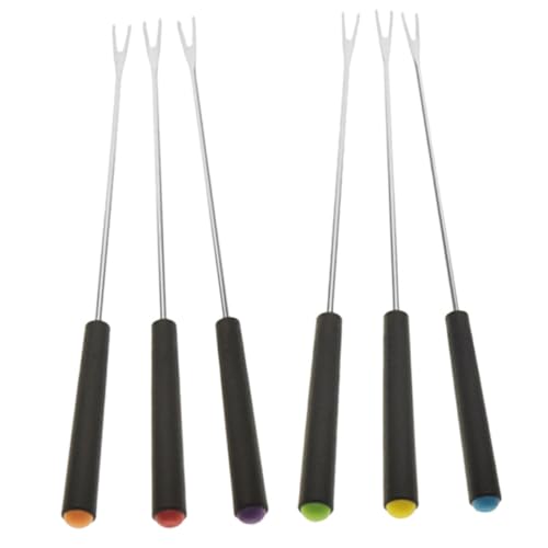 FELTECHELECTR 6pcs Stainless Steel Barbecue Forks Roasting Skewers for Outdoor Bbq Supplies for Cooking Marshmallows Sausages and Vegetables