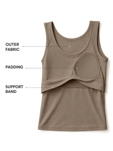 Image of Womanista Women Womanista Women's Padded Tank Top with Built-in Bra | Ribbed Stretch Fitted Top | Sleeveless Western Top for Office, Casual & Lounge Wear